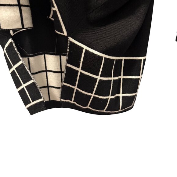 Pina Rossi Black & White Grid Pattern Cowl Neck Sweater Tunic Sz XL - Picture 7 of 11